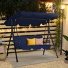 Anybear Deep Blue 3-Person Outdoor Swing with Iron Frame and Armrests - 4 of 4