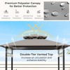 Costway 3 PCS Patio Bar Set with Tempered Glass Bar Table Metal Storage Shelves for Garden Brown/Grey - 4 of 4