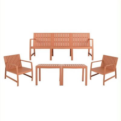 GlasFlength Accent Chairs Outdoor Furniture Set Waterproof Construction Sofa Chairs Tables For Living Room, Brown, 31.3"*29.92"*16.54"