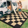 Outdoor Checkerboard Picnic Mat Modern Lightweight Woven Plastic Straw Rug Low Pile Erasable Carpet for Camping Garden Backyard - 3 of 4