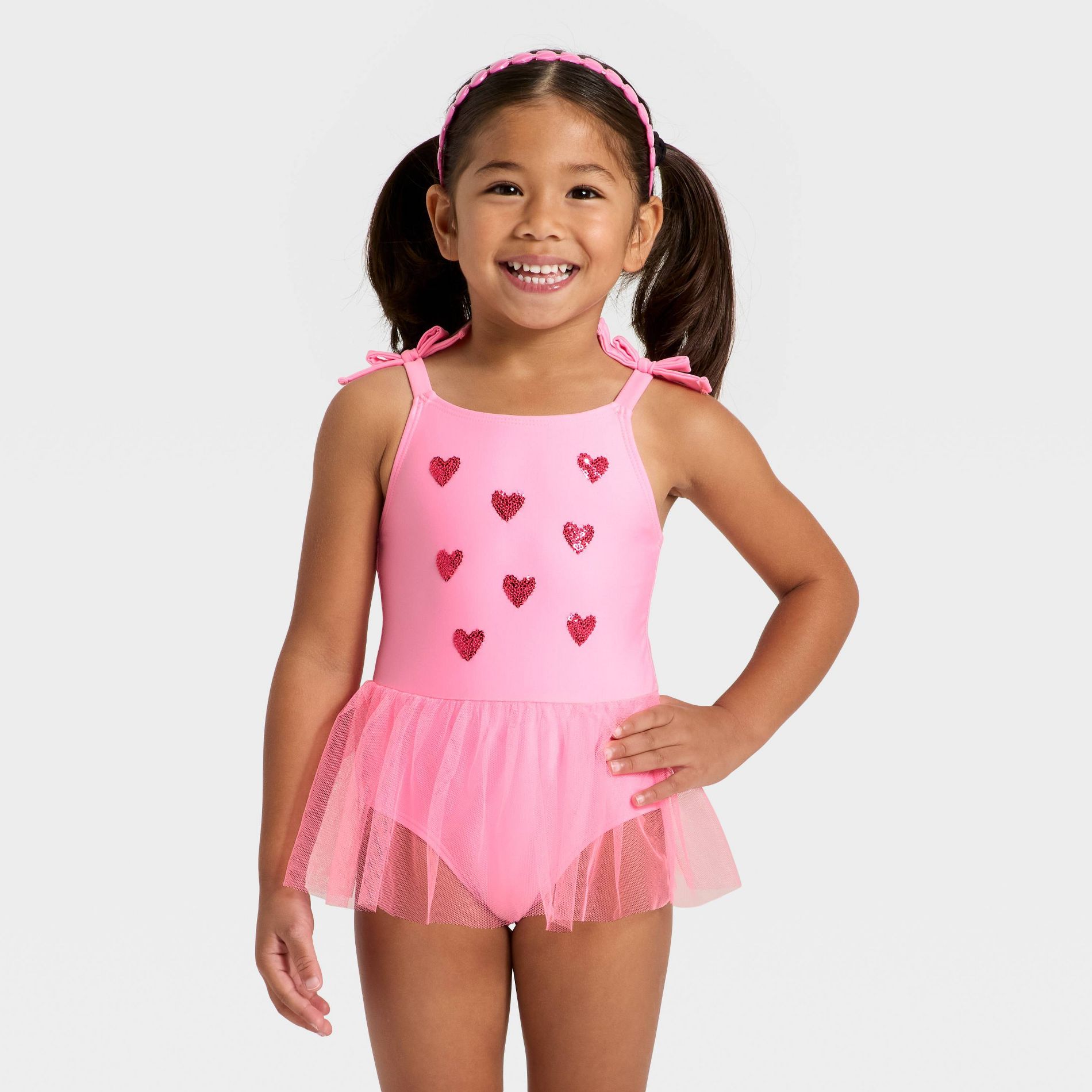 Toddler Girls' Sequin Heart Tutu One Piece Swimsuit - Cat & Jack™ Pink