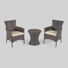 Malta 3pc All-Weather Wicker Patio Chair Set - Brown - Christopher Knight Home: Outdoor Seating with Accent Table - 2 of 4