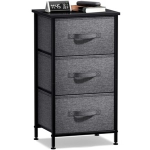 Sorbus Nightstand with 3 Drawers - Steel Frame, Wood Top & Easy Pull Fabric Bins - Perfect for Home, Bedroom, Office & College Dorm - 1 of 4