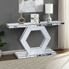55" Silver Mirrored Console Table with Hexagon Crystal Base,Dual-Tier Glam Entryway Table for Hallway or Living Room–The Pop Home - 2 of 4