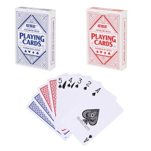 GSE 2-Deck Waterproof Plastic Playing Cards, Standard Index Bridge Size, Washable Cards (Blue & Red) - 1 of 4