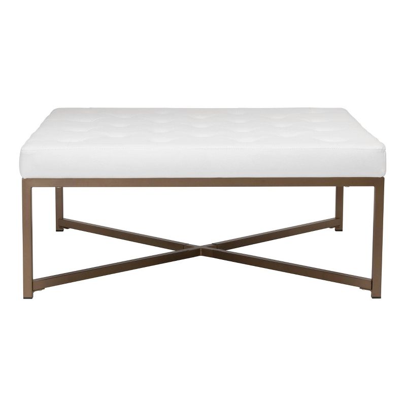 Camber Modern Large Cocktail Tufted Square Ottoman with Metal Frame and Blended Leather - studio designs, 2 of 7