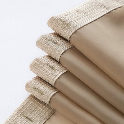 Mocha Waffle Weave Fabric Shower Curtain with Detachable Liner