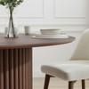 PexFix 60 inch Wood Round Dining Table Circle Kitchen Table with Wood Strip Base Modern Farmhouse Dinner Tables for Kitchen Living Room Walnut - 3 of 4