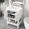 KIGFTSOD 24" White Modern Sleek Bathroom Vanity Elegant Ceramic Sink with Solid Wood Frame Open Style Shelf - 2 of 4
