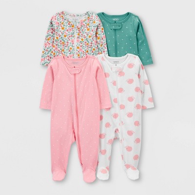 Carter's Just One You® Baby Girls' 2pk Fleece Sleep N' Play - Green/pink :  Target