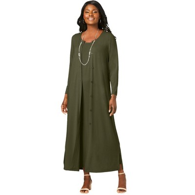 Jessica London Women's Plus Size 2-Piece Stretch Knit Duster Set