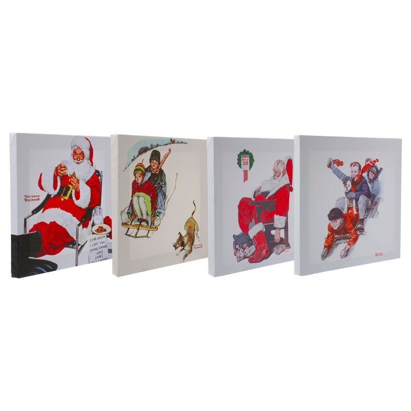 Northlight Set of 4 Norman Rockwell Classic Christmas Scene Canvas Prints, 4 of 5