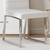 ChicFurnit Dining Sets Modern Round Table Set with 2 pcs Comfortable Upholstered Chairs for Dining Room, White, 21.5"*17.2"*35.7" - 4 of 4