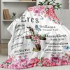 Spanish Bible Verses Floral Cross Throw Blanket - Pink Roses, Green Foliage & Blue Butterflies - Soft Plush Flannel Christian Gift. - 2 of 4