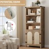 homfan Tall Bookshelf with Storage, Bookshelves and Bookcases with Doors, 5 Tier Storage Cabinet for Living Room, Home Office, Natural - 4 of 4