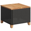 vidaXL Patio Table Black 17.7"x17.7"x14.6" Poly Rattan Acacia Wood - 2 of 4