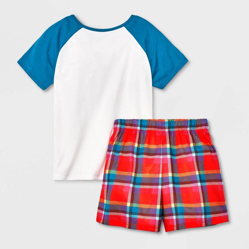 Girls' 2pc Plaid Dogs 2pc Short Sleeve Top and Shorts Pajama Set - Cat & Jack™ Cream, 3 of 6