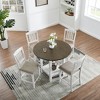 5 PCS Extendable Dining Table Set Dining Set with 4 Upholstered Dining Chairs, Storage Shelf & Foldable Leaves, Space-saving, Brown+White-ModernLuxe - 2 of 4