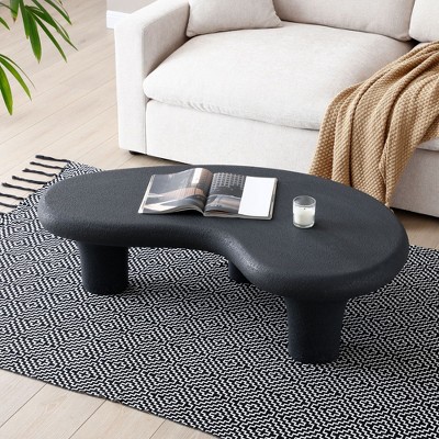 NicBex Modern 47.25" Irregular Shaped Coffee Table with 3 Legs for Living Room and Office, Black