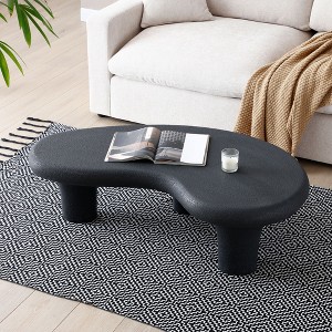 NicBex Modern 47.25" Irregular Shaped Coffee Table with 3 Legs for Living Room and Office, Black - 1 of 4