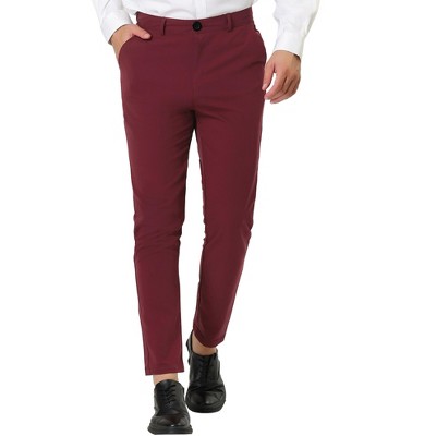 Lars Amadeus Men's Dress Chino Slim Fit Stretch Flat Front Solid Color  Business Pants Burgundy 30 : Target