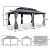 PURPLE LEAF Permanent Hardtop Gazebo Aluminum Frame Gazebo with Galvanized Steel Double Roof, UV-Resistant, Netting & Curtains included - Grey - 2 of 4