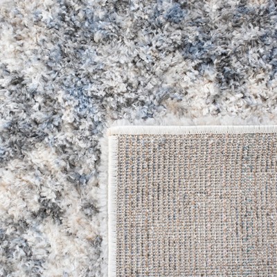 Ivory and Grey Synthetic Shag Area Rug, 8' x 10'