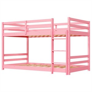 Karl Home Kids Low Floor Bunk Bed Twin Size with Guard Rails and Stairs - 1 of 4