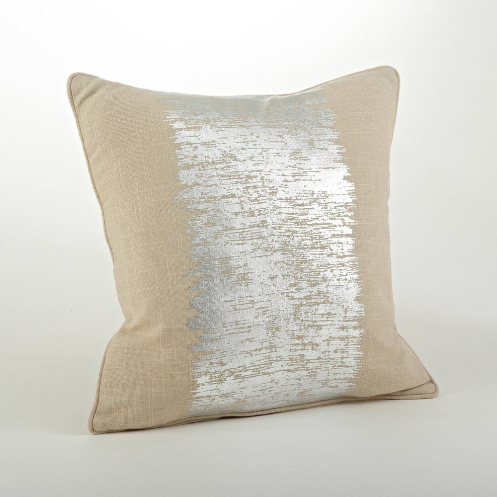 Photos - Pillow 20"x20" Oversize Down Filled Metallic Banded Design Square Throw  Go