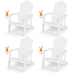 Tangkula 4PCS Adirondack Chair HIPS Adirondack Chair w/Cup Holder Realistic Wood Grain Weather Resistant Outdoor Chair for  380 LBS Weight Capacity Black/Navy/White/Teak/Dark Green/Red/Light Grey/Yellow - 1 of 4