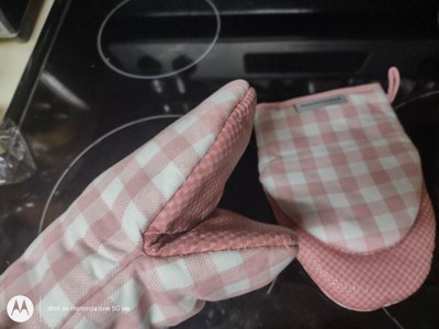 Kitchenaid 2pk Cotton Gingham Mini Oven Mitts Red : Target