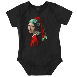 Christmas Pearl Ornament Earring Art Baby Romper Boys or Girls Brisco Brands - 1 of 4