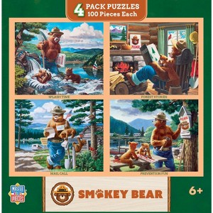 MasterPieces Kids Puzzle Set - Smokey Bear 4-Pack 100 Piece Jigsaw Puzzles - 1 of 4