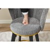 Grey 26" Bar Height Bar Stool, Set of 2, 360° Swivel Upholstered Bar Stool - 2 of 4