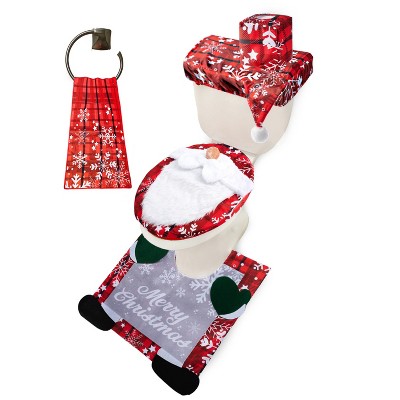 JOYFY 5Pcs Christmas Gnome Toilet Seat Cover for Xmas Decoration Christmas Gift