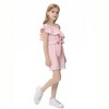 Little Girls One Piece Ruffle Cold One Shoulder Sleeveless Elastic Waist with Bow Strap Jumpsuit Rompers - 4 of 4