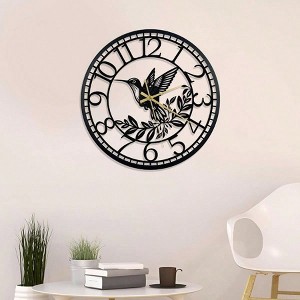 Big Wall Clock Living Room Decor Quiet No Ticking Kitchen Decoration Modern Wooden Black Clock Wall Decor - 1 of 4