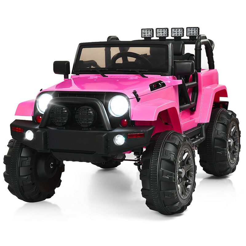 Costway 12V Kids Ride On Truck Car w/ Remote Control MP3 Music LED Lights Red/Black/Pink/White, 1 of 14