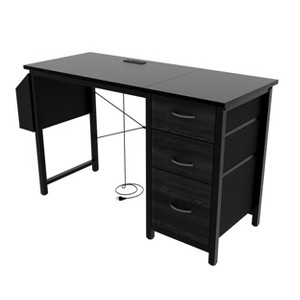 Chery Life 47.3"Office Desk With Power Outlet,3 Drawers,Side Pocket, Study Desk, For Home Desk, Company Computer Desk - 1 of 4