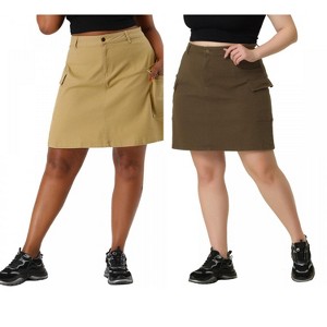 Agnes Orinda Women's Plus Size A Line Above Knee Zipper Front Flare Short Skirt - 1 of 4