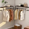Artloge Heavy Duty Industrial Pipe Clothes Storage Rack Wall Mounted Garment Rack with Top Shelf Coat Hanger Rail 3 Hooks - 2 of 4