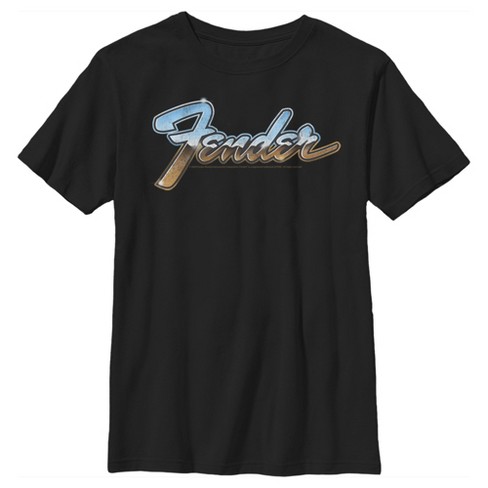 Boy s Fender Chrome Logo T Shirt Black X Large