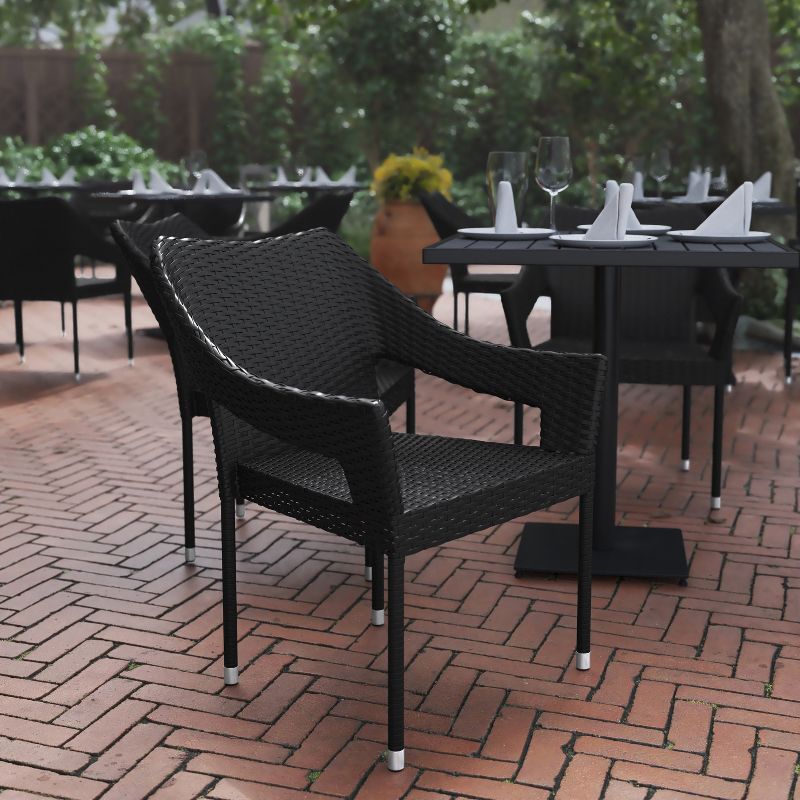 Flash Furniture Ethan Commercial Grade Stacking Patio Chair, All Weather PE Rattan Wicker Patio Dining Chair, 4 of 12