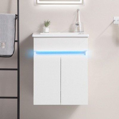 NicBex Bathroom Vanity with Sink,Modern Bathroom Sink Vanity with Storage Space,16"/20" Bathroom Sink Cabinet,White