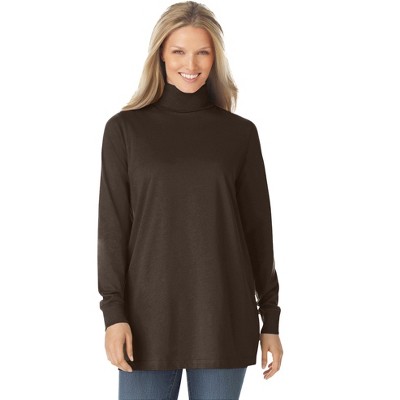 Woman Within Plus Size Perfect Long-Sleeve Turtleneck Tee