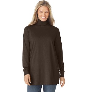 Woman Within Plus Size Perfect Long-Sleeve Turtleneck Tee - 1 of 4