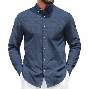 COOFANDY Mens Long Sleeve Button Down Shirt Casual Untucked Shirts for Men Oxford Dress Shirts - 1 of 4