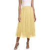 Women's 2-Layer Tulle Midi Skirt - Tiered A-Line Long Skirt with Elastic Waist for Winter Champagne - 2 of 4