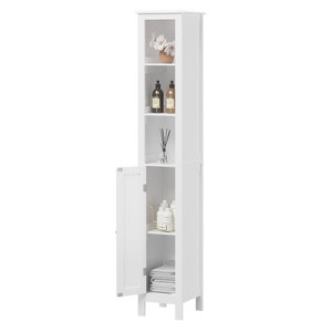 FONTOI Storage Cabinet with Adjustable Shelves, Slim Cabinet with Anti-Tip with Open compartments for Small Spaces, White, 11.81"*66.93"*11.81" - 1 of 4