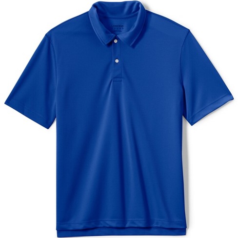 Lands End School Uniform Men s Short Sleeve Polyester Pique Polo Shirt Medium Cobalt